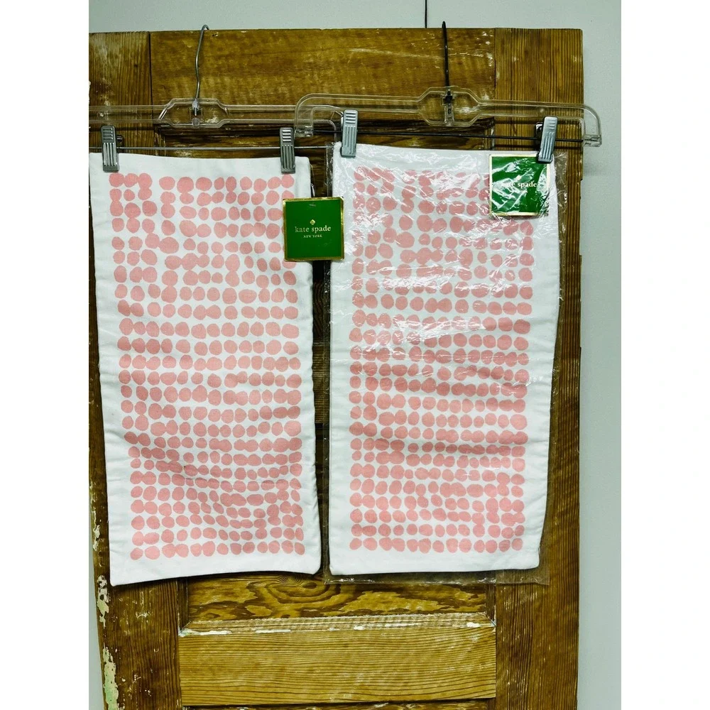Kate Spade Pillow Covers 10x20 Ikat Dot Stamp Blush Pink White Set of 2 NEW